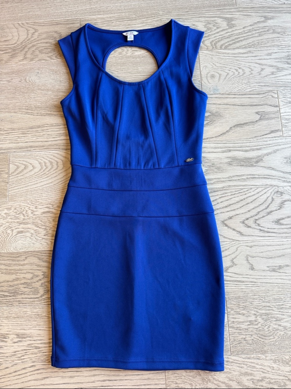 GUESS Royal Blue Sleeveless Sheath Dress with Back Keyhole Opening Small